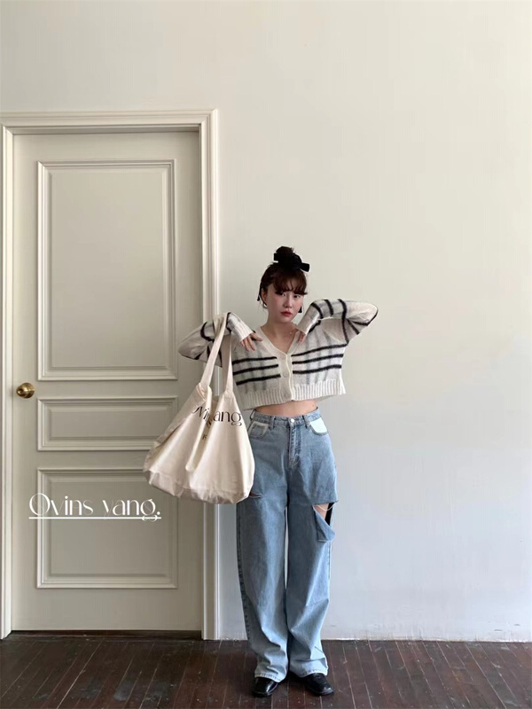 New year in early spring! [ovinsyang] Korean breasted striped knitted cardigan 8677# WTT