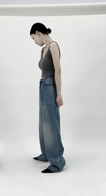 goods in stock! New year in early spring! [balance] wide leg retro versatile wash jeans 9012# jhy