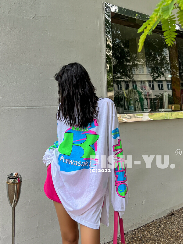 [fish Yu] colorful letter printed versatile sunscreen shirt 22171# LSL