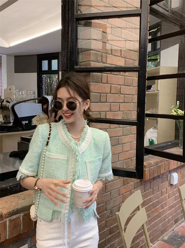 New year in early spring! [retain] Korean fashion short sleeve jacket with rough edge design 226035# WPL