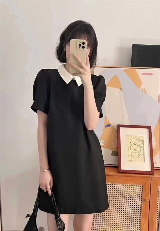 [Susan] lady dress with contrast collar 18077# LSW