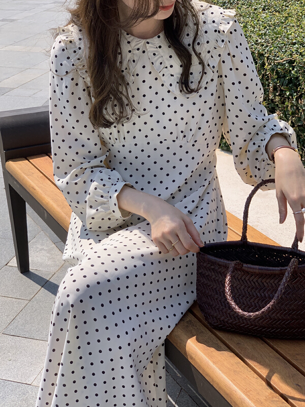 Original price 108.99! [T.G] lady doll neck wave point loose dress 15982# cqw