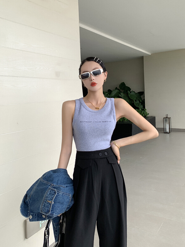 Early spring! [Yuanxi] simple and versatile letter vest / sling 7104# LSL