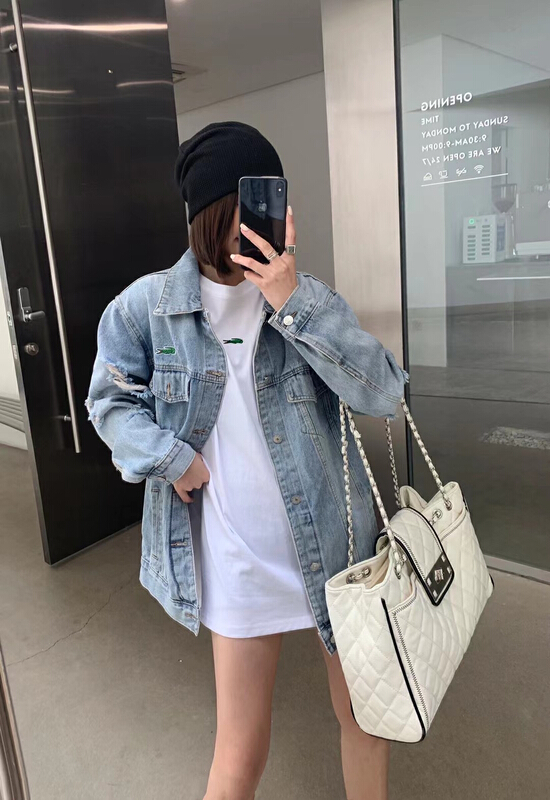 New year in early spring! [RM. HH] versatile denim jacket + embroidered crocodile short sleeve T-shirt set 210# ozq