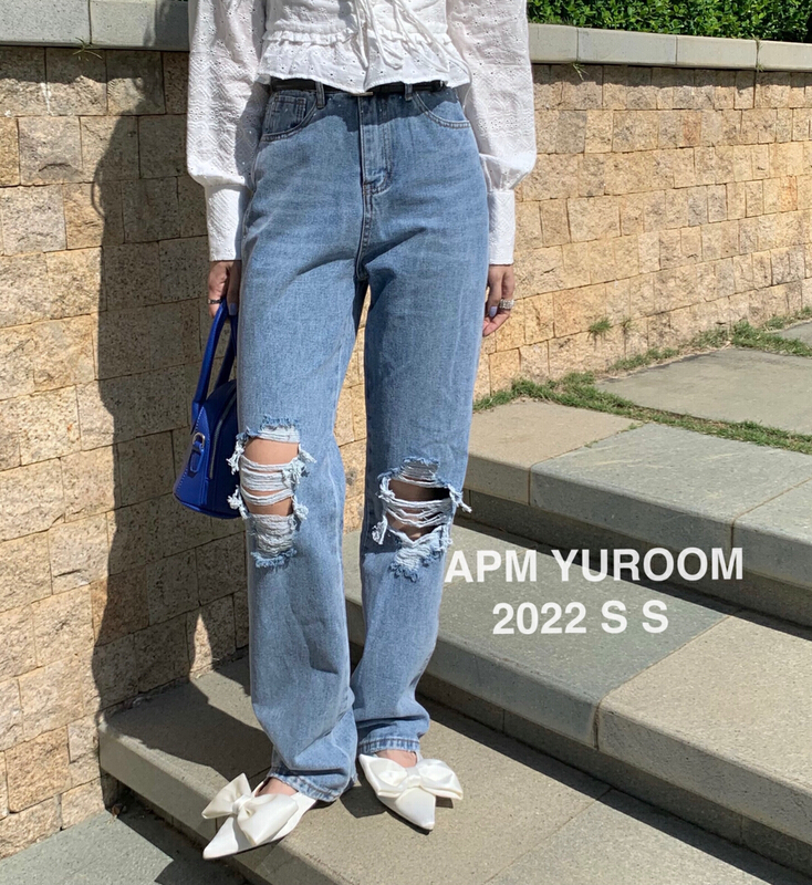 New year in early spring! [APM yuroom] Korean versatile casual ripped jeans 22102# LSL