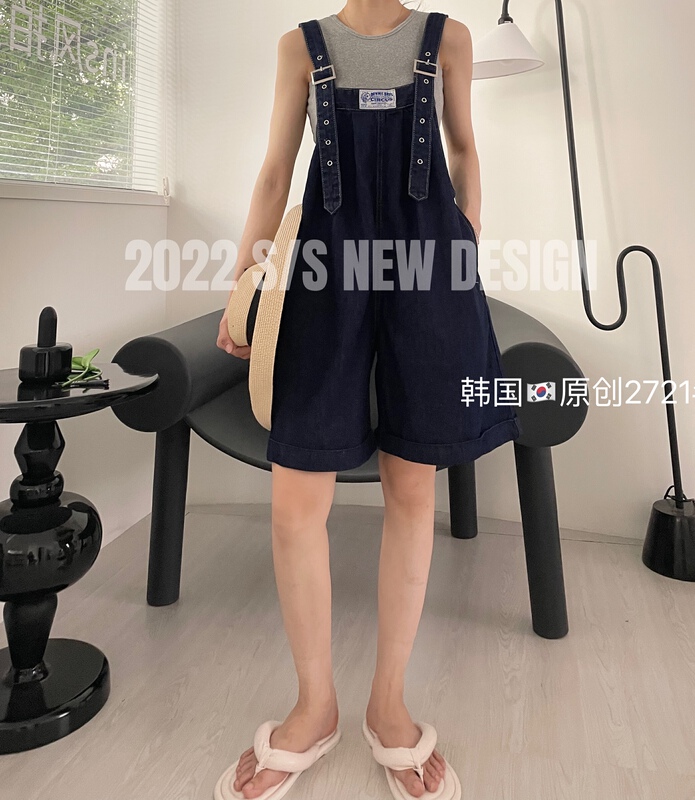 [original in Korea] Korean version of age reducing and slimming loose denim suspenders 2721# L