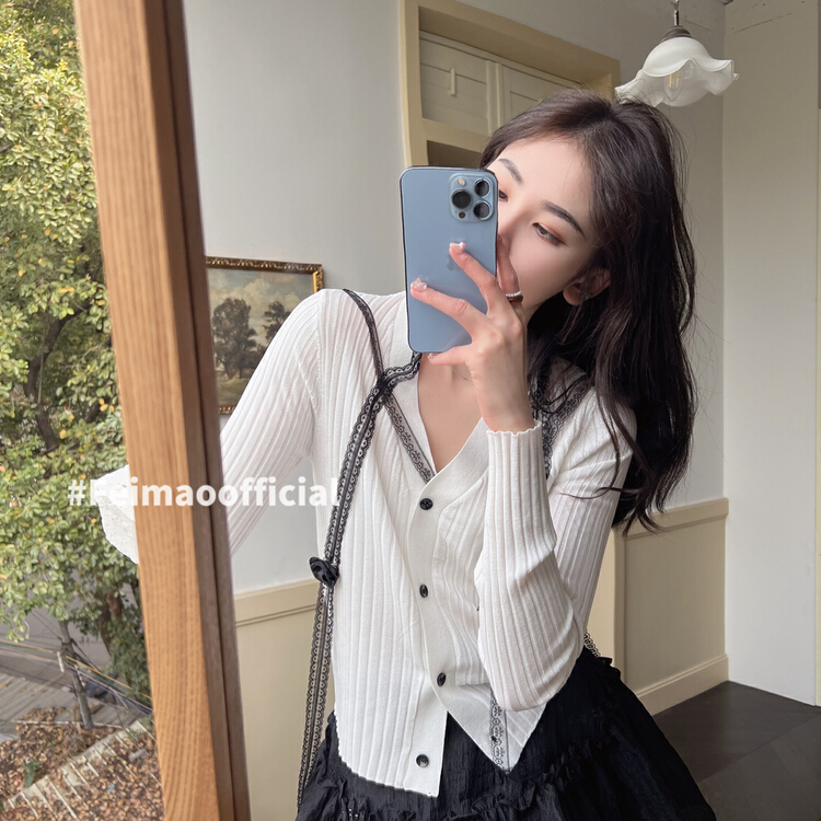 goods in stock! New year in early spring! [Feimao Philippine cat] Korean slim and versatile sweater (with removable accessories) ym-13651# LSL