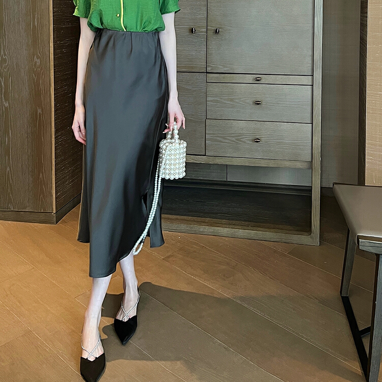 [Hanna including that] fashionable commuter split high waist slim A-line skirt m6152# XJ
