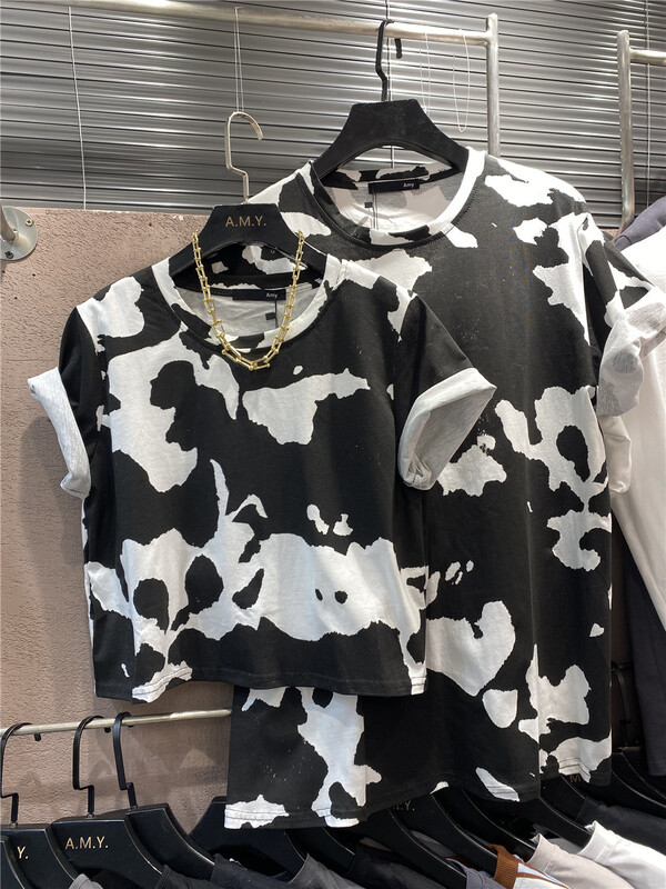 [Amy] Pullover crew neck versatile short sleeve T-shirt 8179# WTT