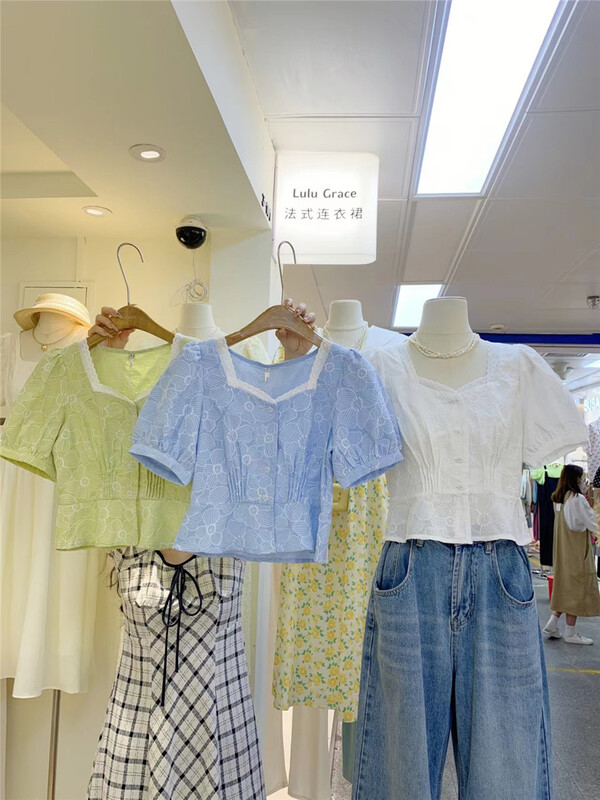 [Lulu grace] Korean color contrast printing short shirt 6319# zjy