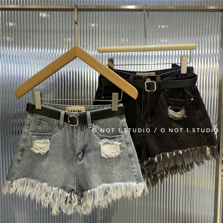 [o not 1] design sense characteristic thin denim shorts (with belt) w506# LSW