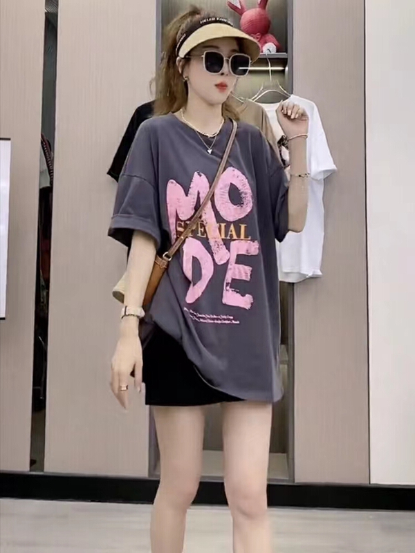[Yilin] Korean fashion letter loose short sleeve T-shirt 2240# WTT