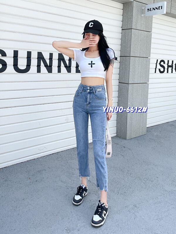 [Yinuo Yinuo jeans] high waist SLIM STRAIGHT JEANS ys1-6612# ZSY
