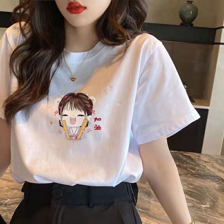 [three thousand gold] Korean print Pullover short sleeve T-shirt 8065# ll