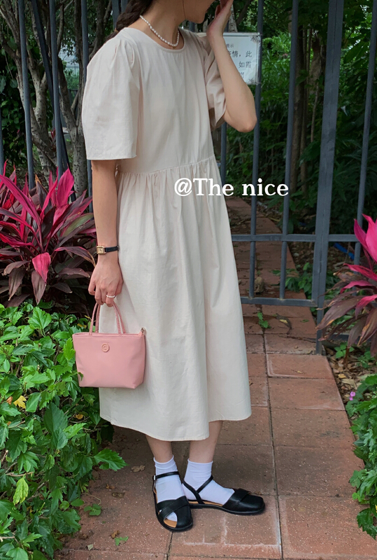 [the nice] Korean cotton and linen simple dress a6115# hjy