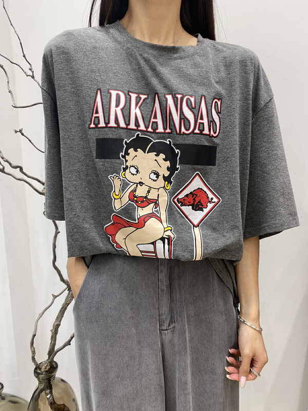 New year in early spring! [Bu class] Korean fashion beauty print short sleeve T-shirt 13577# zxl