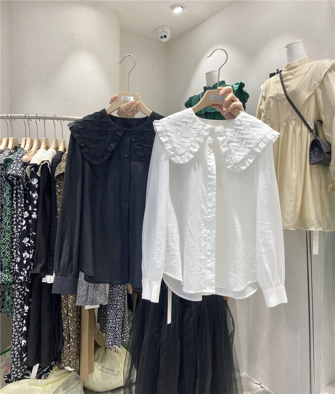 New year in early spring! [miss Jiao] Japanese versatile doll neck solid color casual shirt 9300# CLS