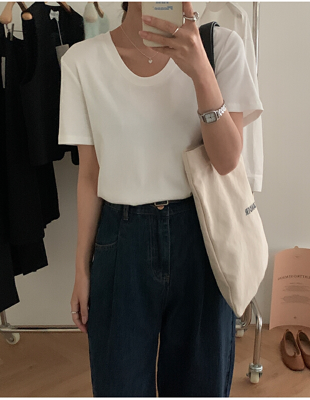 New year in early spring! [the mind] new solid color versatile round neck short sleeve T-shirt 60008# jhy