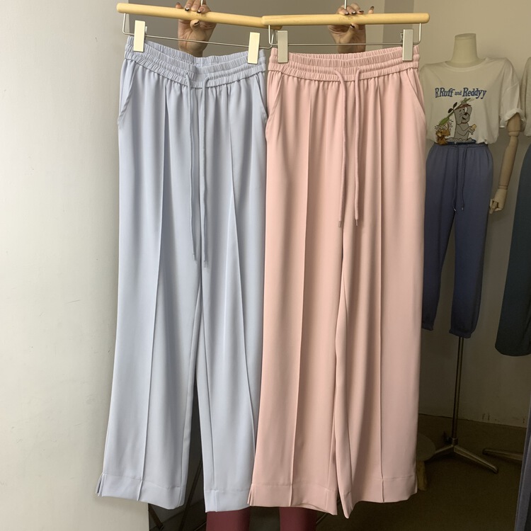 New in early summer! [water] loose wide leg slit trousers 6168# XYY