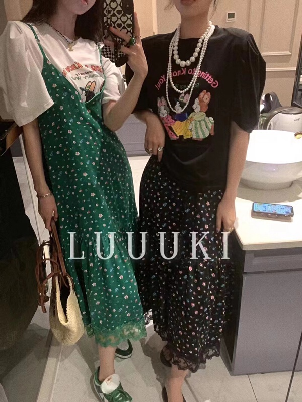 [luuki] floral versatile suspender dress (without T-shirt) 25013# ozq