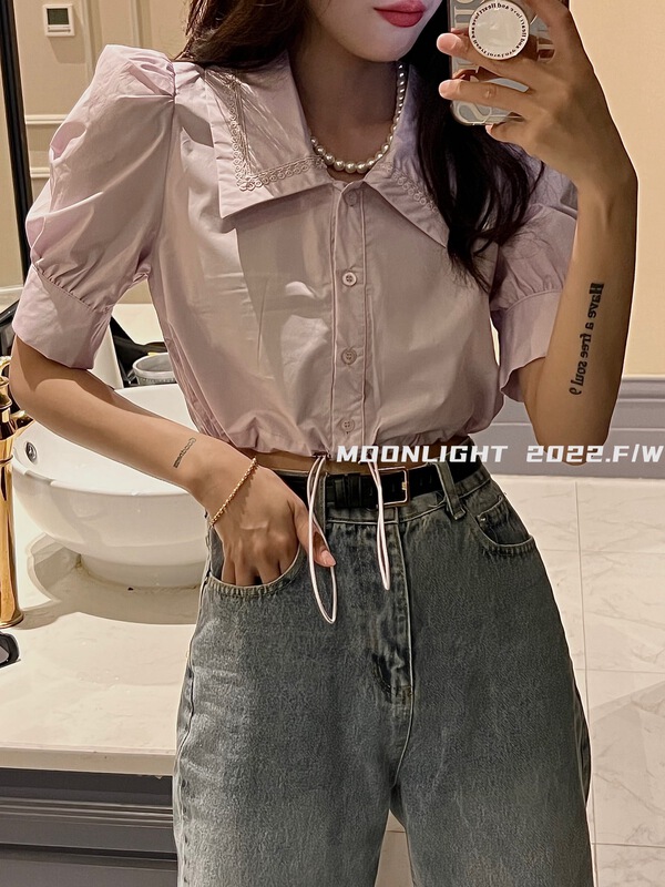 [moonlight] Korean bubble sleeve short shirt 0401# cqw
