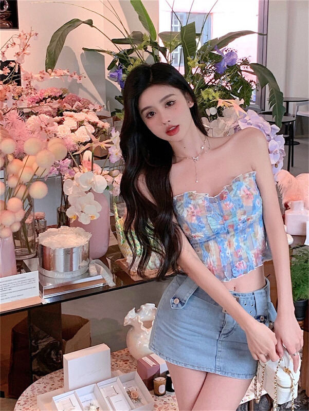 New in early summer! [DS +] niche short bra shirt ys1-3129# JJ