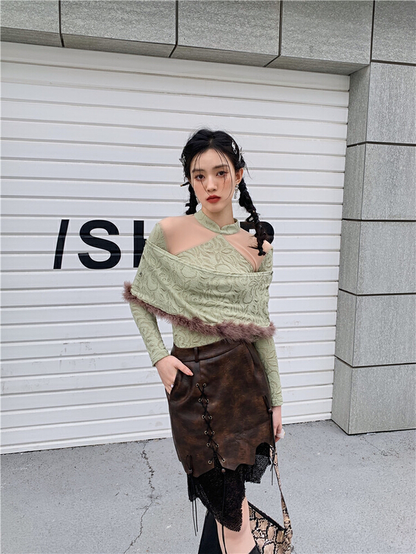 [AC] irregular halo dyeing destructive half skirt 6873# JJ
