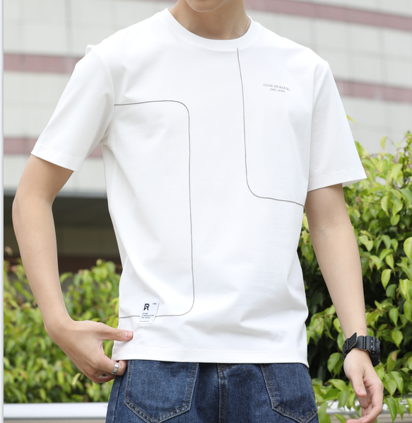 New year in early spring! [aoshilong] round neck contrast small label short sleeve T-shirt ls3510# ZZL