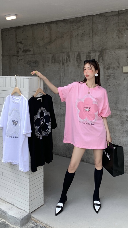 New in early summer! [our] Korean foreign style pasted cloth short sleeve T-shirt 8869# LSW