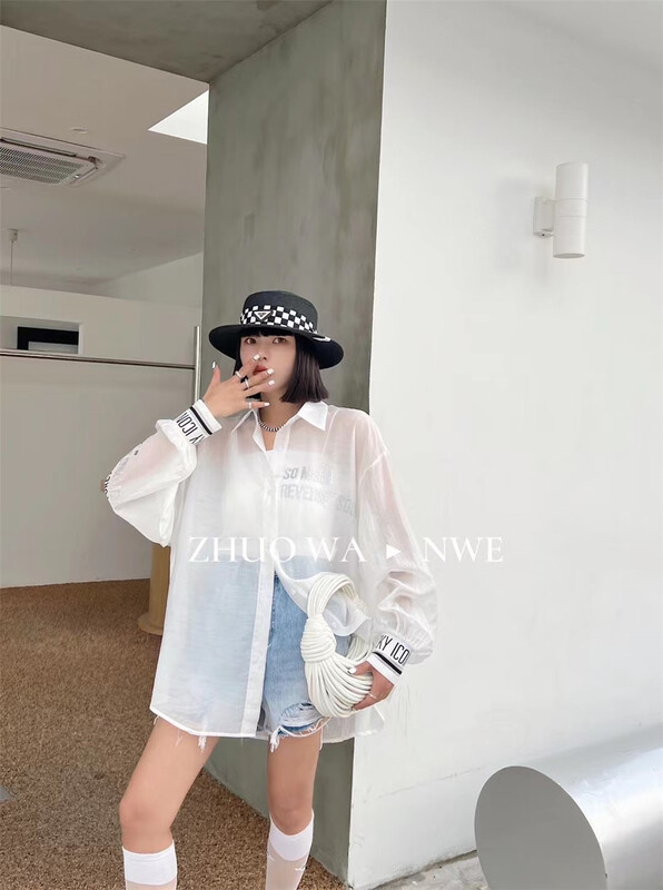 [buyer Yan Xuan zhuowa] personalized letter loose sunscreen shirt 5509# Cl