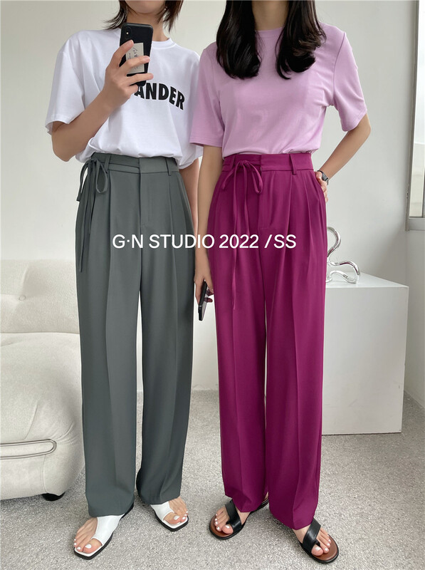 [g · n] simple temperament strap straight pants 19028# hjy