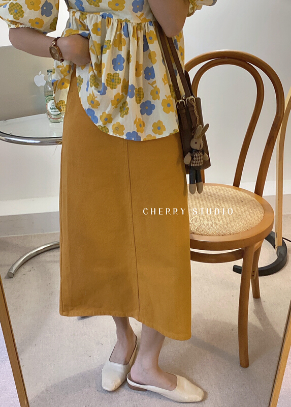 [cherry studio] Korean A-line washing cotton skirt 5025-1# HBx