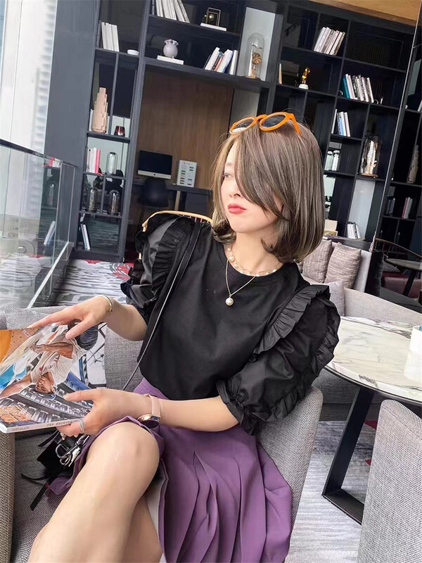 [Yi Ge Li] simple and versatile small shirt with fungus edge 1226# WPL