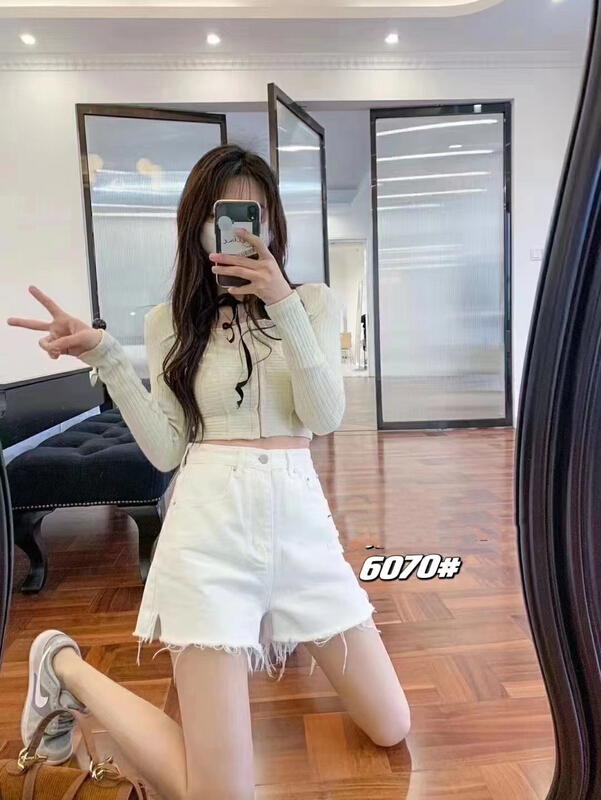 [- 5kg] fashion trend version a lace denim shorts 6070-1# ll
