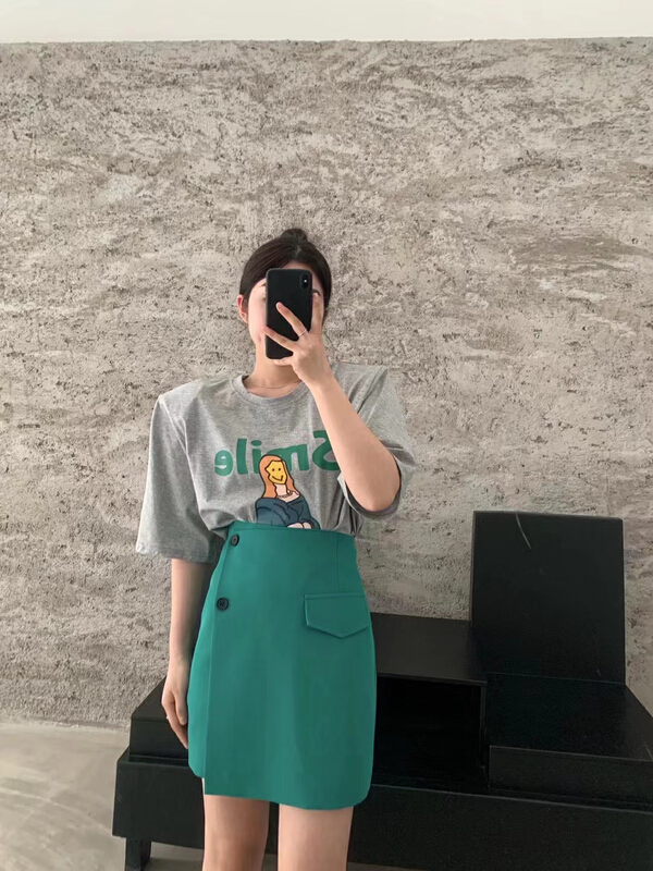 New in early summer! [rainbow] Korean suit buckle lining skirt 30093# WTT