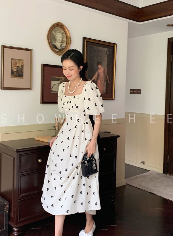 New in early summer! [xiuxi] French retro square neck dress 8091# zxx