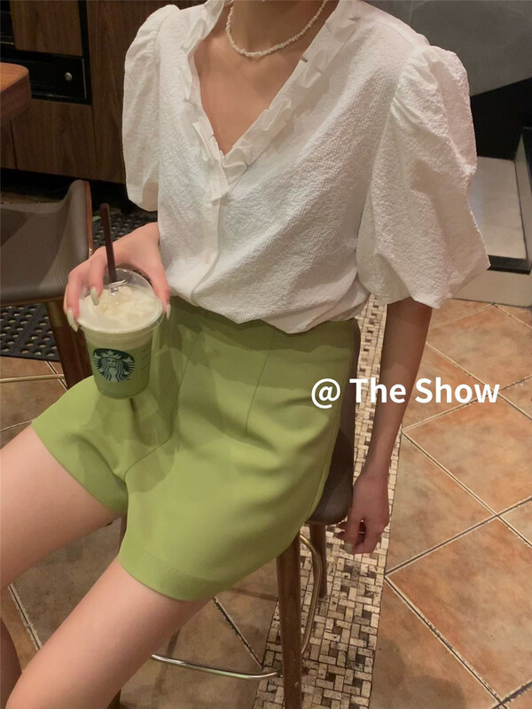 [the show] Korean style Japanese style fungus edge age reducing shirt 20180# CLS