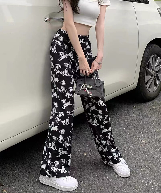 New in early summer! [yipinjia] Dog Print pleated casual pants 8922# WTT