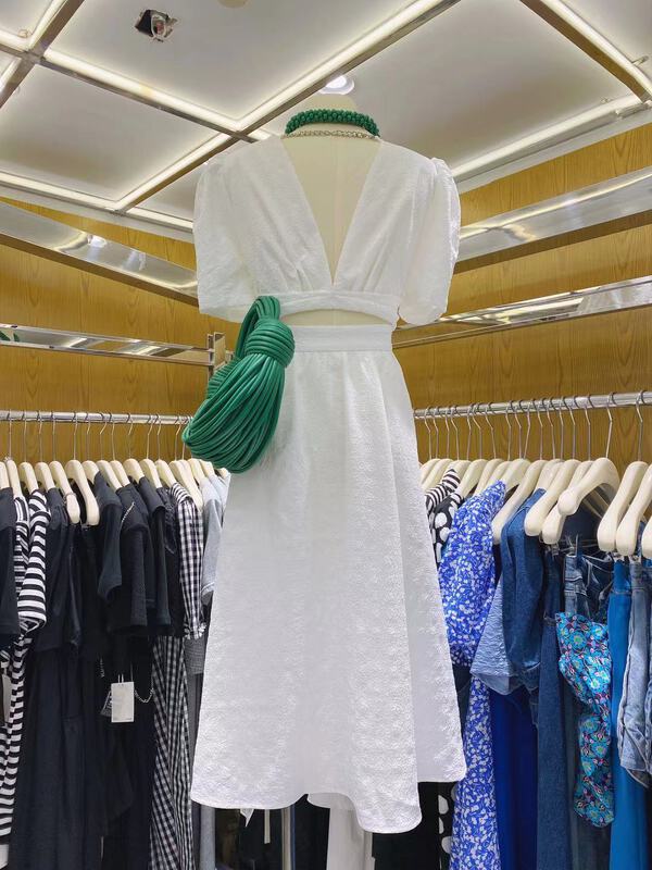 goods in stock! [Mumu season] Korean bubble sleeve slit backless dress 6115# zxl