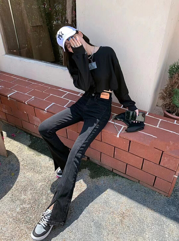 New year in early spring! [yuan color] fashion trend split jeans 329# LSW