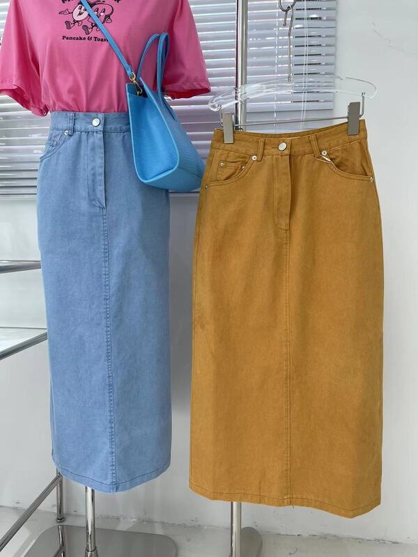goods in stock! New in early summer! [C oni] the fabric is soft and waxy! Simple denim skirt and skirt with special color c363-fm1798# HLL