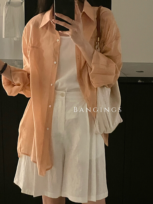 [bangings] Tencel pleated sunscreen versatile shirt 0273# CLS