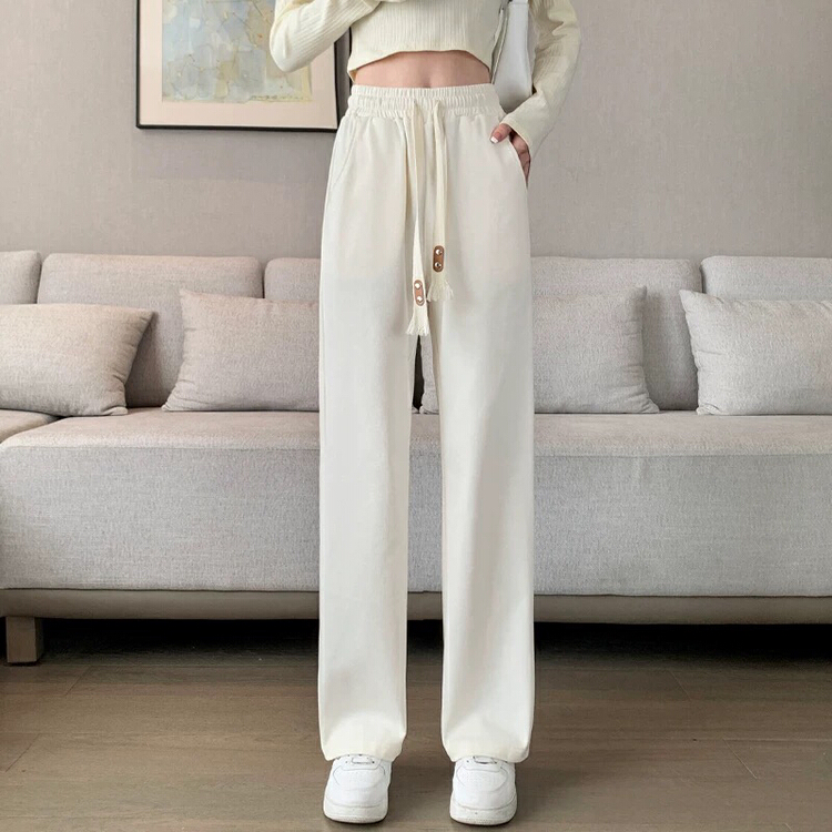 New year in early spring! [S.J] drawstring Elastic Waist Wide Leg casual pants 2220# LSW