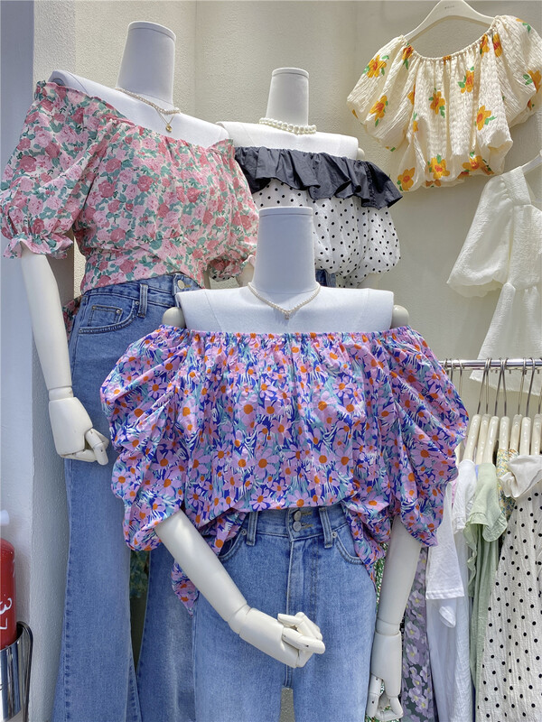 goods in stock! New in early summer! [Wo +] one shoulder floral loose shirt 22513# zxx