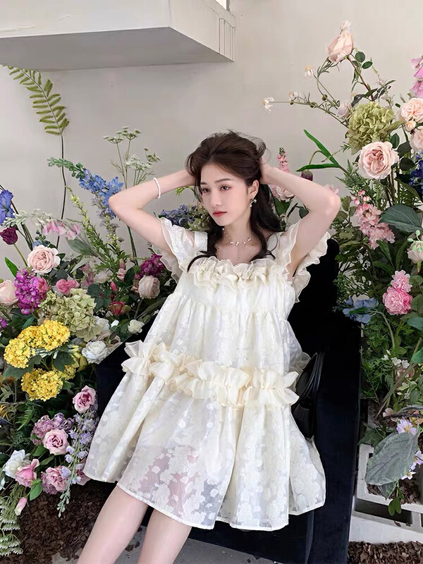 [Xinran] sweet wind one shoulder suspender dress 6561# PCZ