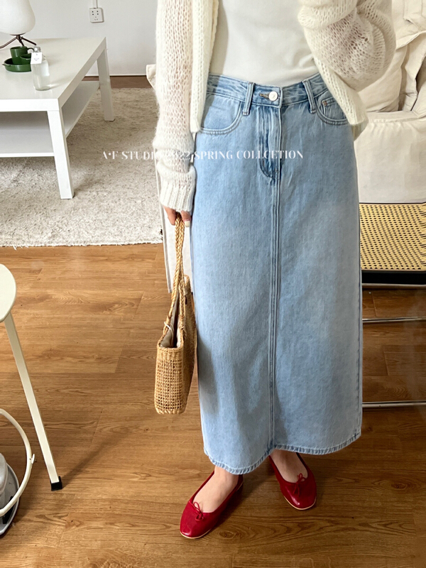 New year in early spring! [AF] versatile, slim and comfortable denim skirt 998# L