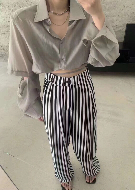 [FF. Studio] Korean striped straight tube loose vertical casual pants 3306# ozq