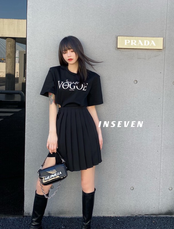 New in early summer! [inseven] niche design: waist opening letter dress + pleated skirt set 26327# ozq