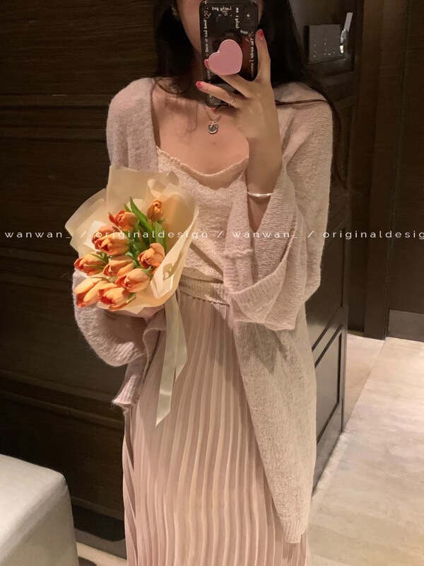 goods in stock! New year in early spring! [wanwan] temperament versatile solid color knitted cardigan (with hanging neck) 3327# HBx