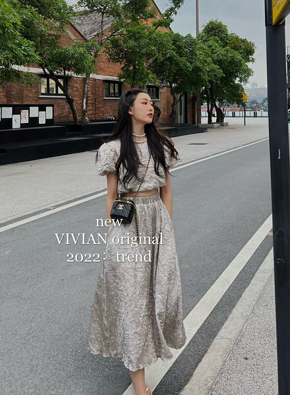 [Vivian] temperament advanced simple Korean version waist rubber band shirt + slim and versatile elastic suit 90168# zxx
